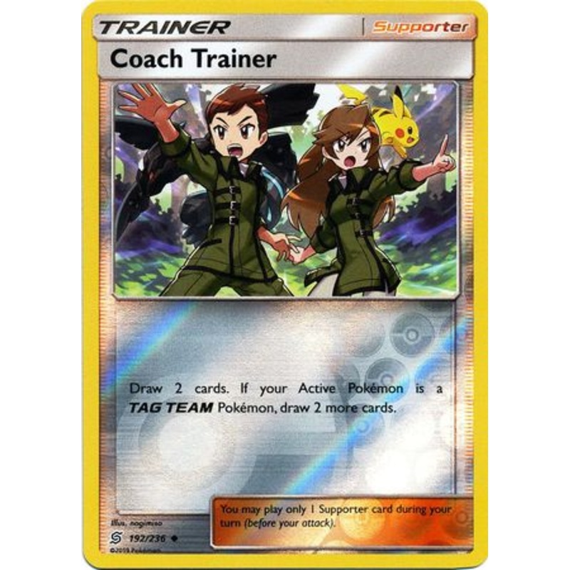 Pokemon Card Unified Minds 192/236 Coach Trainer Supporter Reverse Holo Uncommon