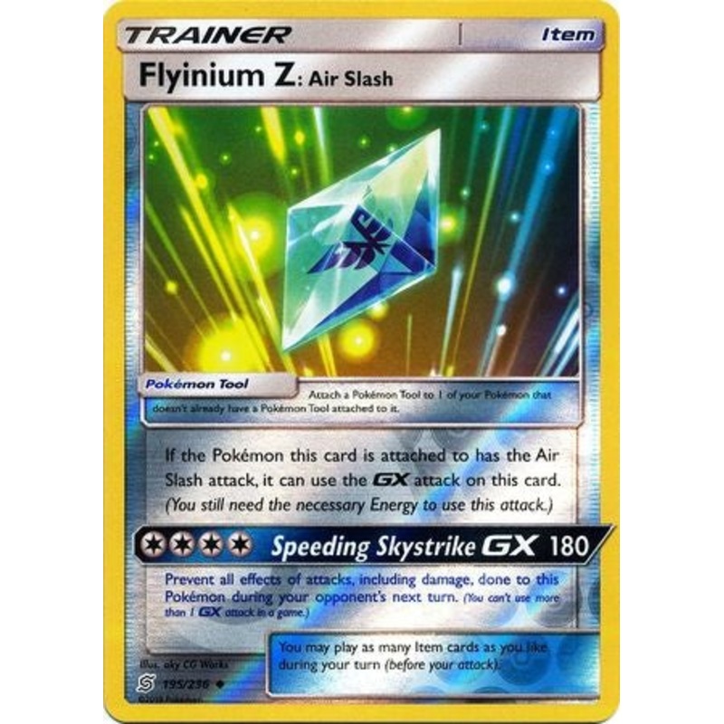 Pokemon Card Unified Minds 195/236 Flyinium Z: Air Slash Item Reverse Holo Uncommon
