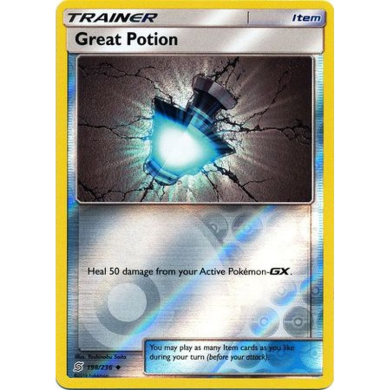 Pokemon Card Unified Minds 198/236 Great Potion Item Reverse Holo Uncommon