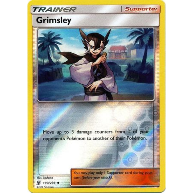 Pokemon Card Unified Minds 199/236 Grimsley Supporter Reverse Holo Uncommon