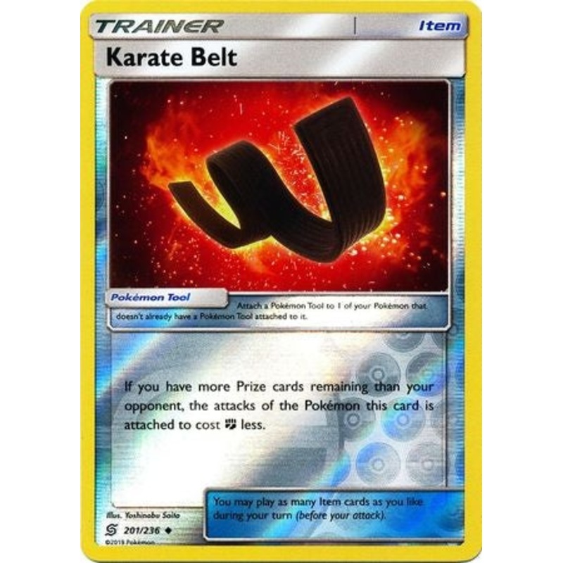 Pokemon Card Unified Minds 201/236 Karate Belt Item Reverse Holo Uncommon
