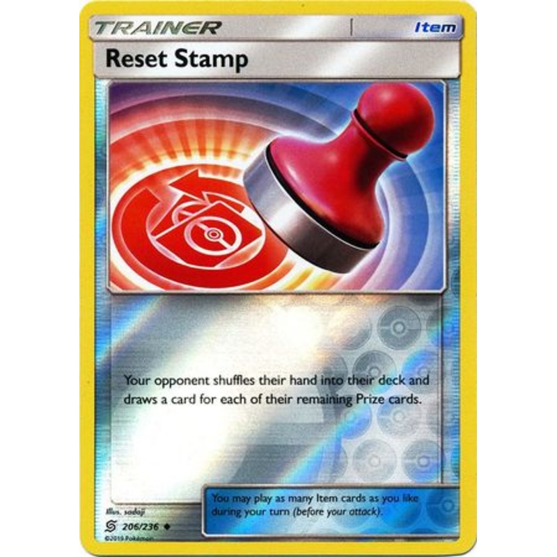 Pokemon Card Unified Minds 206/236 Reset Stamp Item Reverse Holo Uncommon