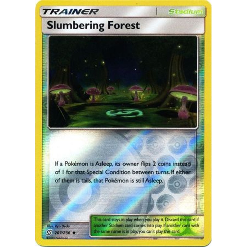 Pokemon Card Unified Minds 207/236 Slumbering Forest Stadium Reverse Holo Uncommon