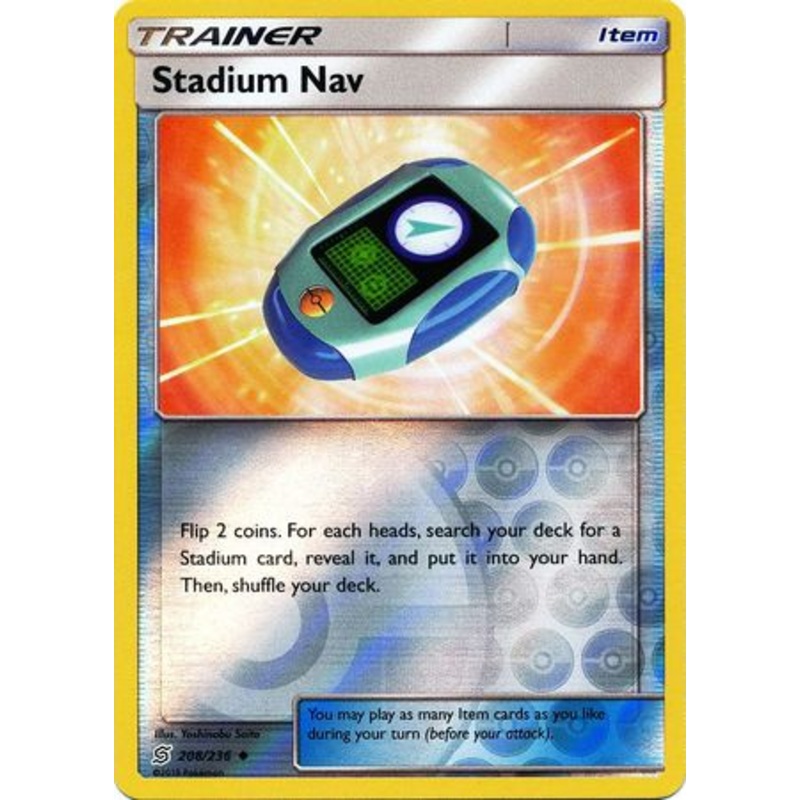 Pokemon Card Unified Minds 208/236 Stadium Nav Item Reverse Holo Uncommon