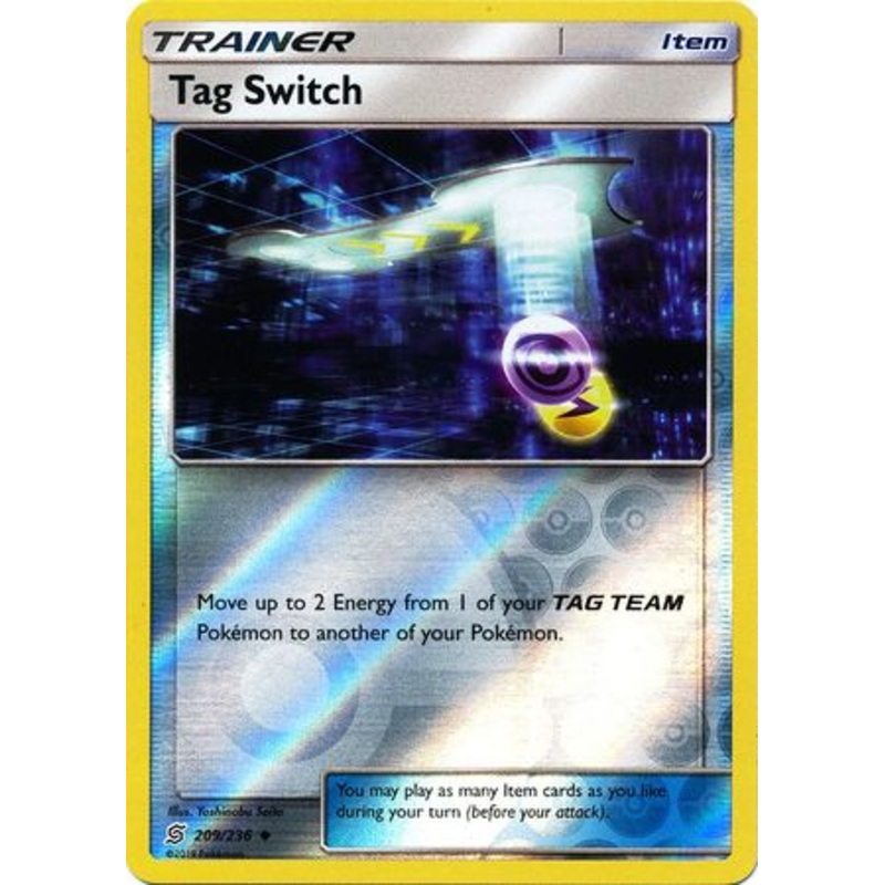 Pokemon Card Unified Minds 209/236 Tag Switch Item Reverse Holo Uncommon