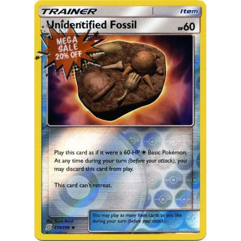 Pokemon Card Unified Minds 210/236 Unidentified Fossil Item Reverse Holo Uncommon