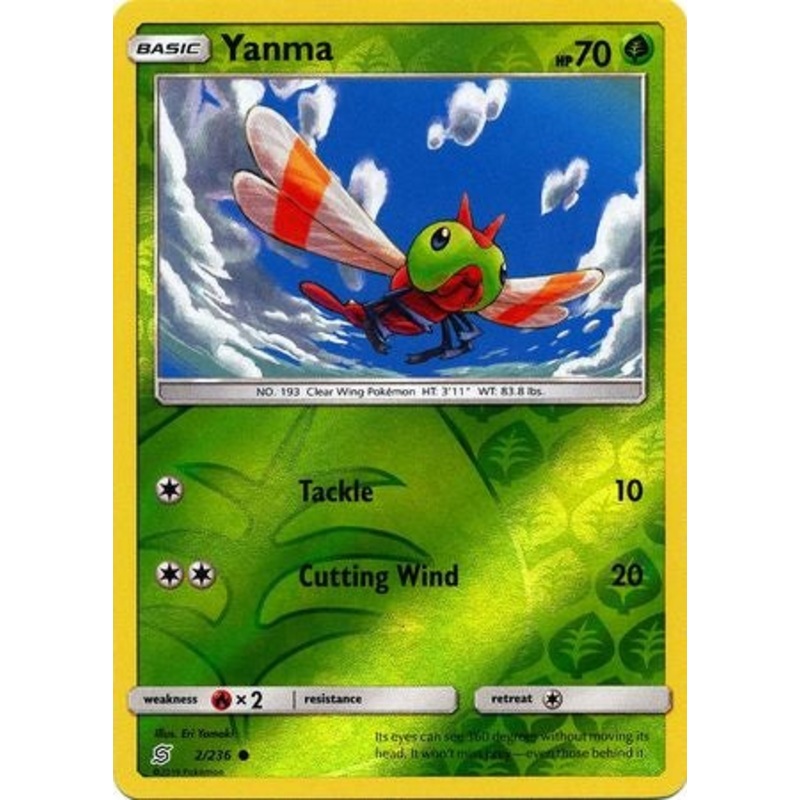 Pokemon Card Unified Minds 002/236 2/236 Yanma Reverse Holo Common