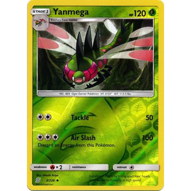 Pokemon Card Unified Minds 003/236 3/236 Yanmega Reverse Holo Uncommon