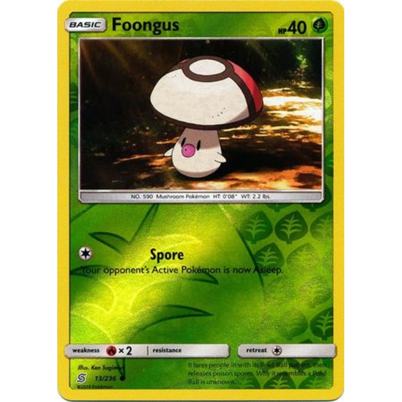Pokemon Card Unified Minds 013/236 13/236 Foongus Reverse Holo Common