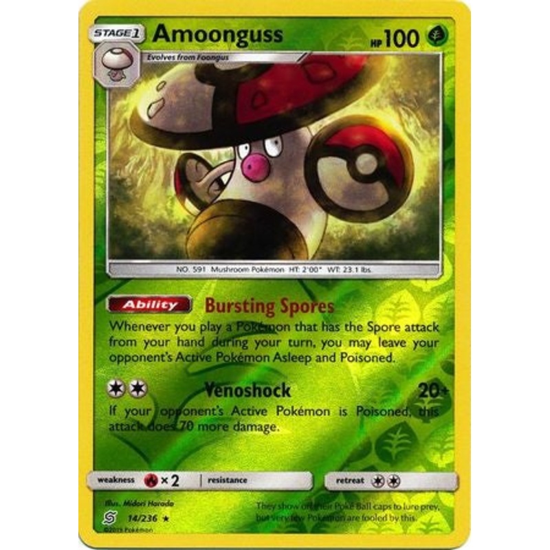 Pokemon Card Unified Minds 014/236 14/236 Amoonguss Reverse Holo Rare