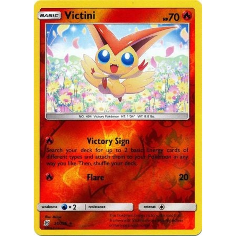 Pokemon Card Unified Minds 026/236 26/236 Victini Reverse Holo Rare