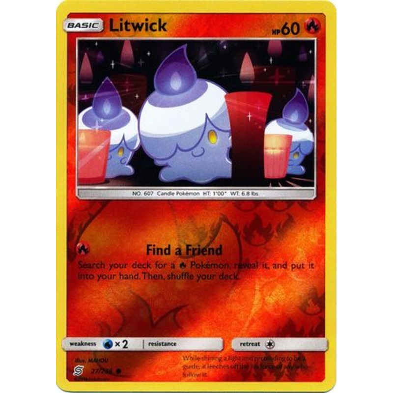 Pokemon Card Unified Minds 027/236 27/236 Litwick Reverse Holo Common