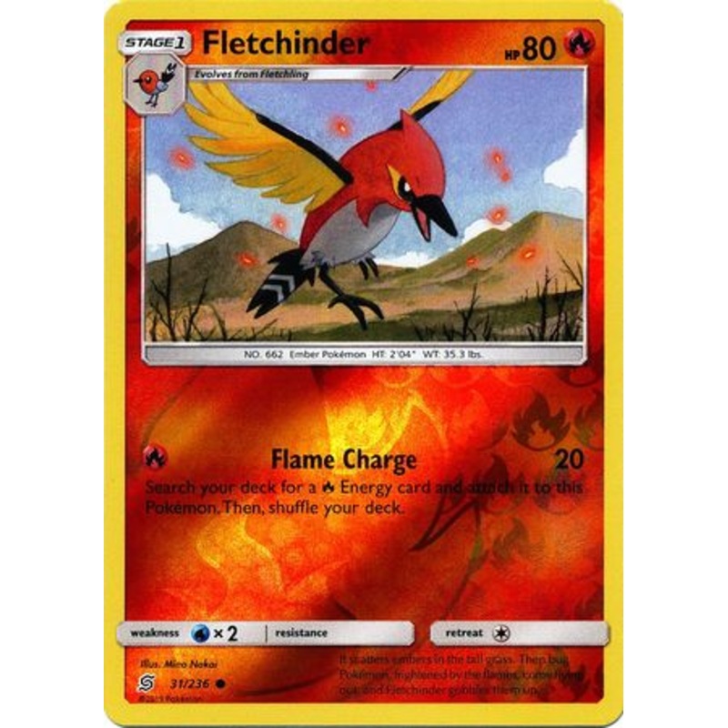 Pokemon Card Unified Minds 031/236 31/236 Fletchinder Reverse Holo Common