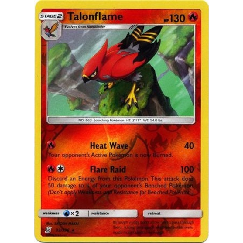 Pokemon Card Unified Minds 032/236 32/236 Talonflame Reverse Holo Rare