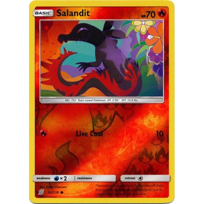 Pokemon Card Unified Minds 033/236 33/236 Salandit Reverse Holo Common