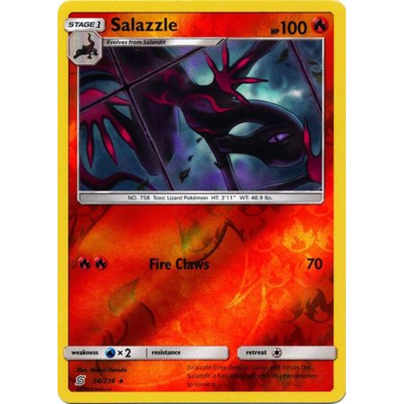 Pokemon Card Unified Minds 034/236 34/236 Salazzle Reverse Holo Rare