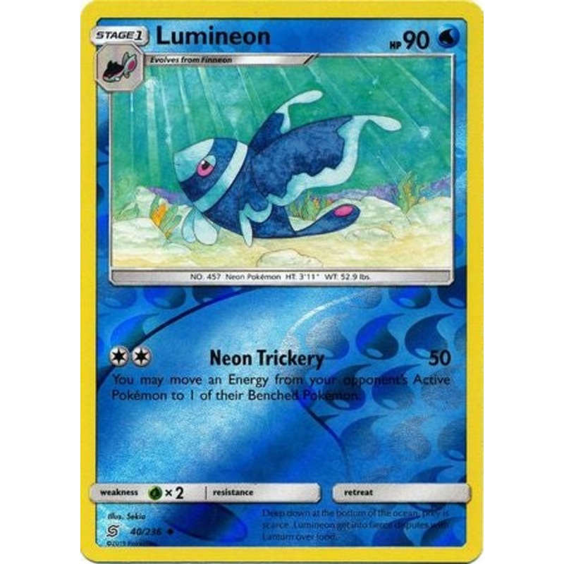 Pokemon Card Unified Minds 040/236 40/236 Lumineon Reverse Holo Uncommon