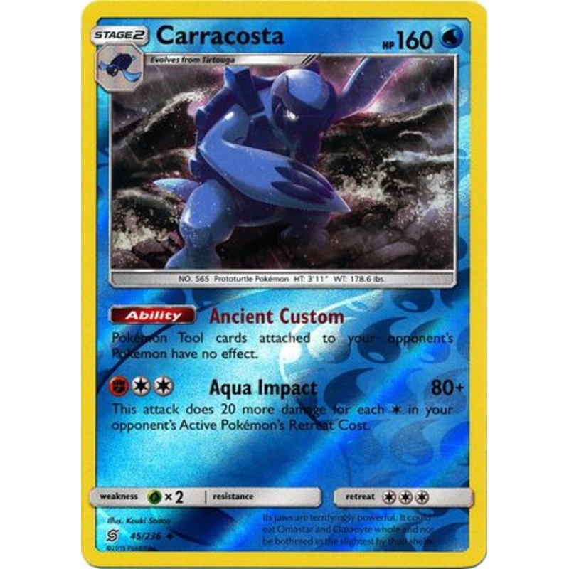 Pokemon Card Unified Minds 045/236 45/236 Carracosta Reverse Holo Uncommon