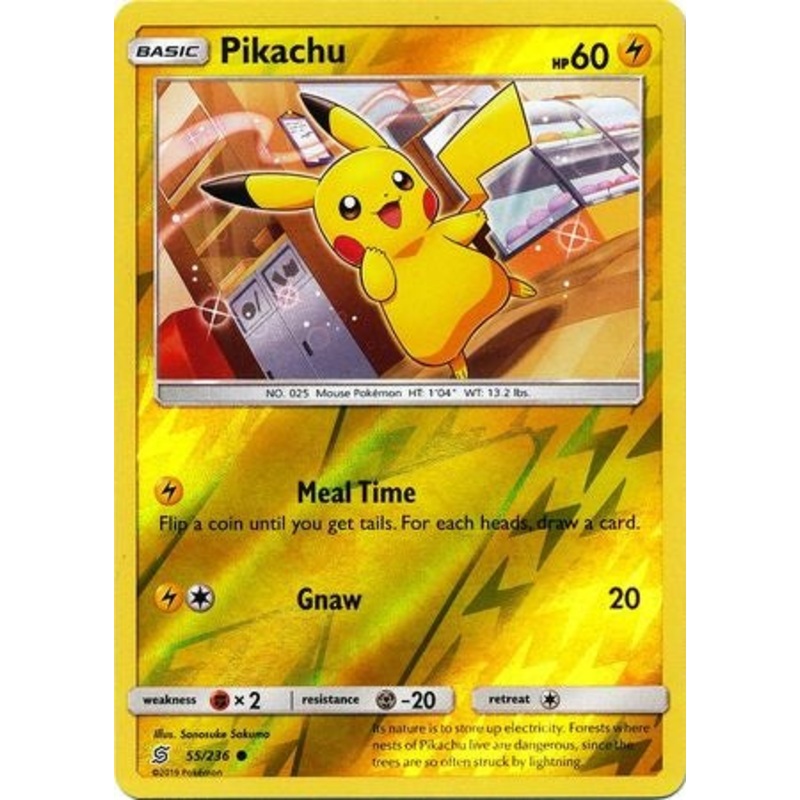 Pokemon Card Unified Minds 055/236 55/236 Pikachu Reverse Holo Common