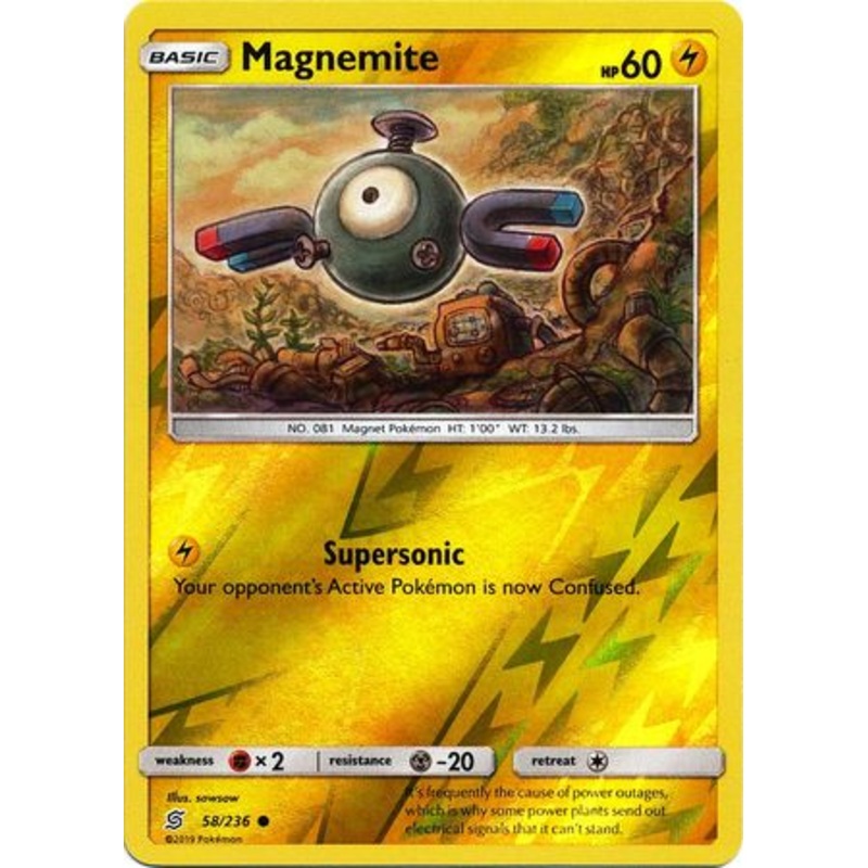Pokemon Card Unified Minds 058/236 58/236 Magnemite Reverse Holo Common