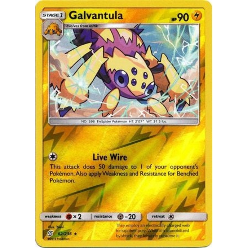 Pokemon Card Unified Minds 062/236 62/236 Galvantula Reverse Holo Rare