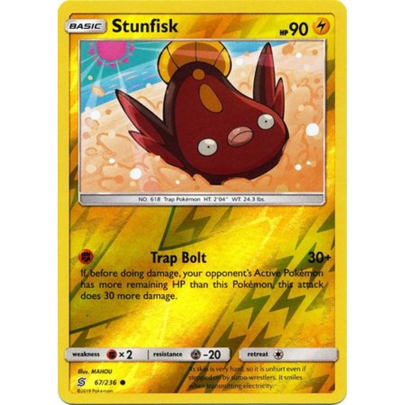 Pokemon Card Unified Minds 067/236 67/236 Stunfisk Reverse Holo Common