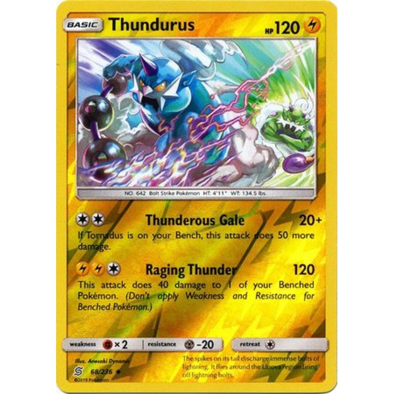 Pokemon Card Unified Minds 068/236 68/236 Thundurus Reverse Holo Uncommon