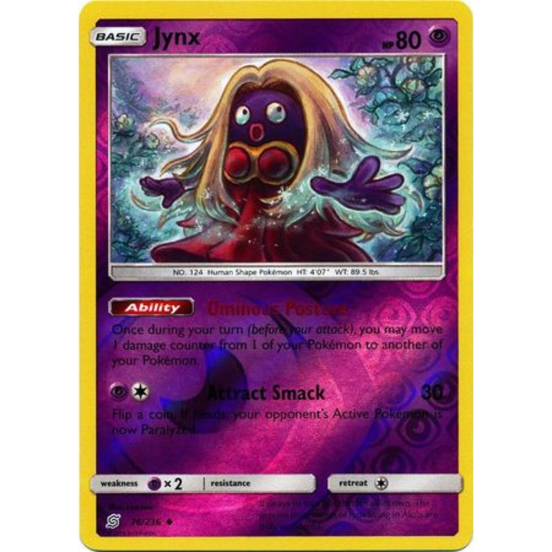 Pokemon Card Unified Minds 076/236 76/236 Jynx Reverse Holo Uncommon