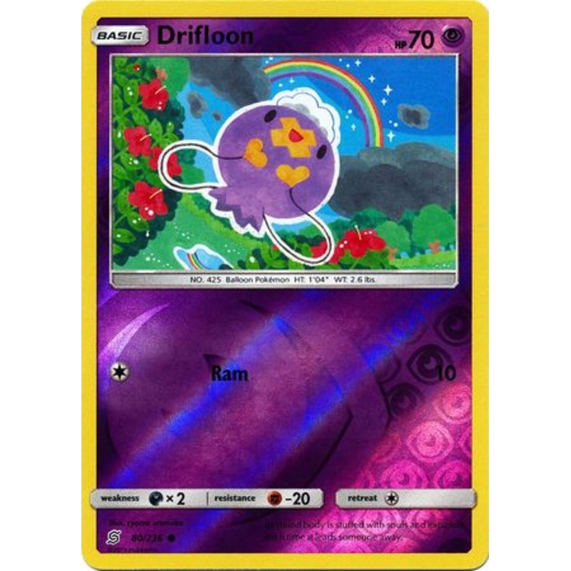 Pokemon Card Unified Minds 080/236 80/236 Drifloon Reverse Holo Common