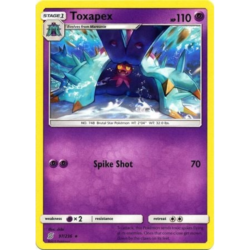 Pokemon Card Unified Minds 097/236 97/236 Toxapex Reverse Holo Rare