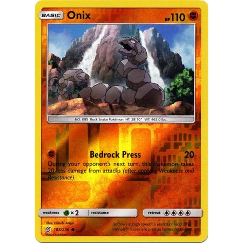 Pokemon Card Unified Minds 103/236 Onix Reverse Holo Common