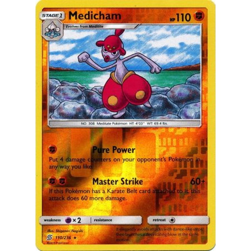 Pokemon Card Unified Minds 110/236 Medicham Reverse Holo Rare