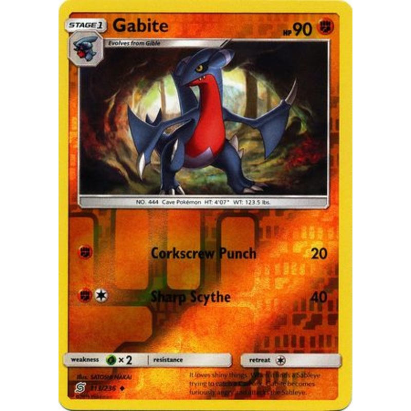 Pokemon Card Unified Minds 113/236 Gabite Reverse Holo Uncommon