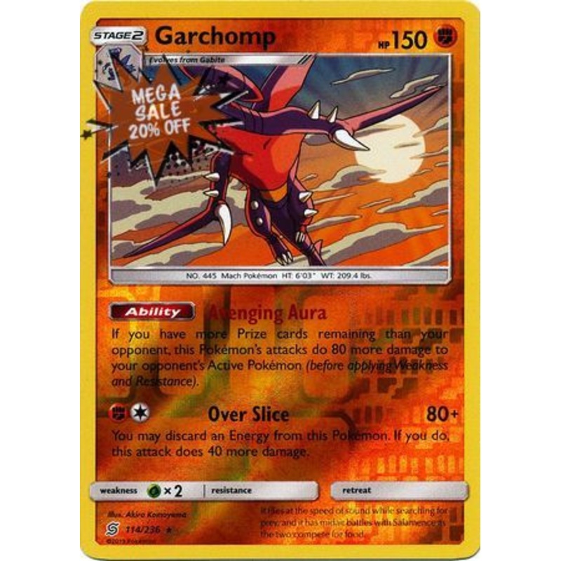 Pokemon Card Unified Minds 114/236 Garchomp Reverse Holo Rare