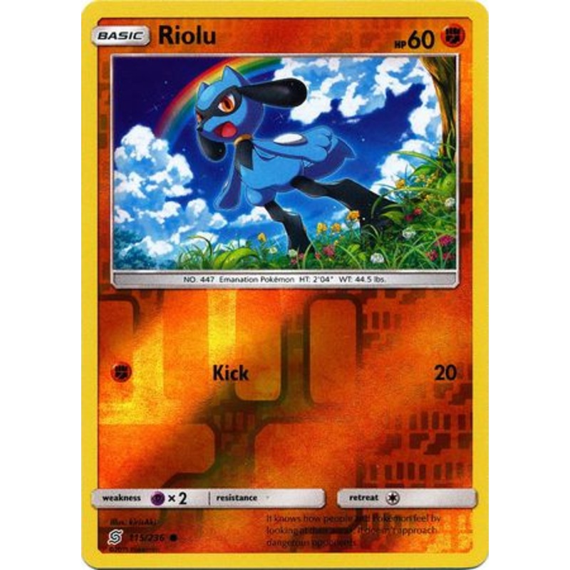 Pokemon Card Unified Minds 115/236 Riolu Reverse Holo Common