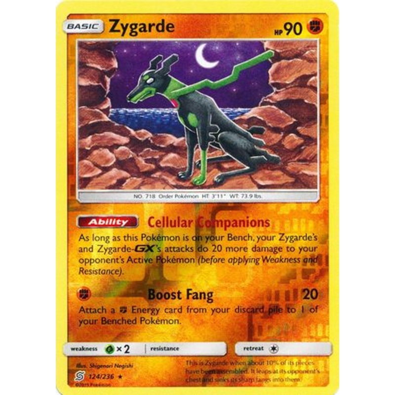 Pokemon Card Unified Minds 124/236 Zygarde Reverse Holo Rare