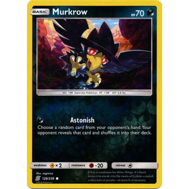 Pokemon Card Unified Minds 128/236 Murkrow Reverse Holo Common