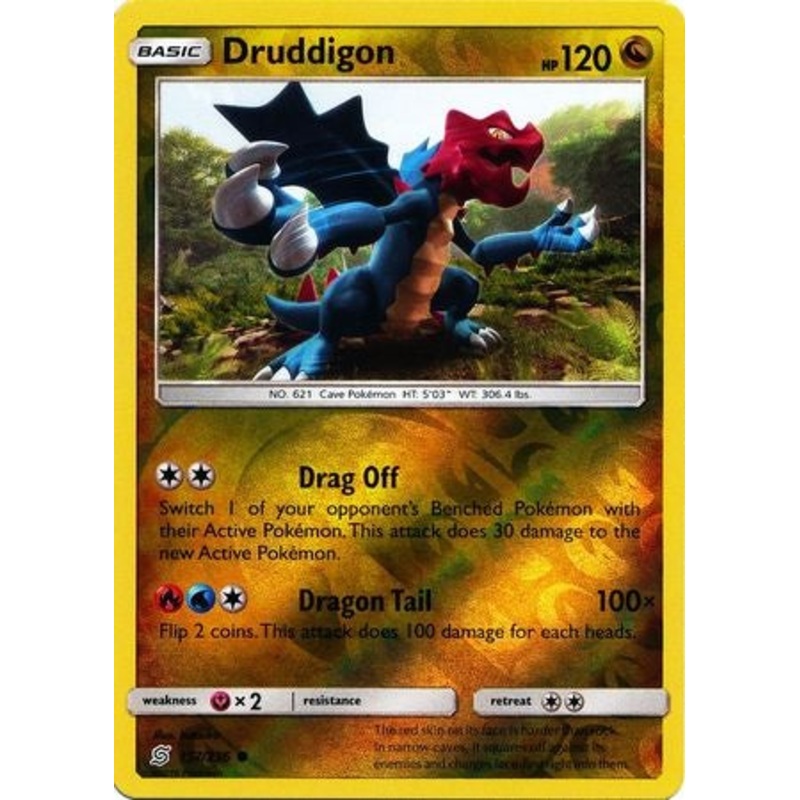 Pokemon Card Unified Minds 157/236 Druddigon Reverse Holo Common