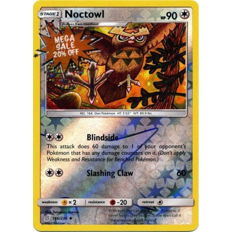 Pokemon Card Unified Minds 166/236 Noctowl Reverse Holo Uncommon