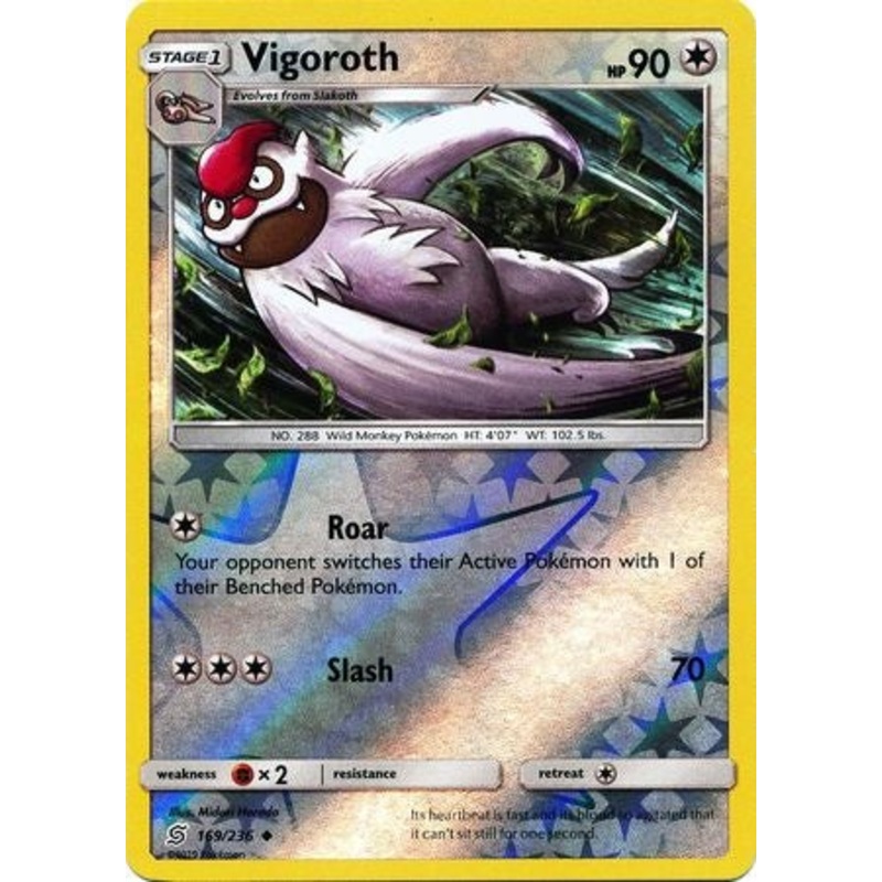 Pokemon Card Unified Minds 169/236 Vigoroth Reverse Holo Uncommon