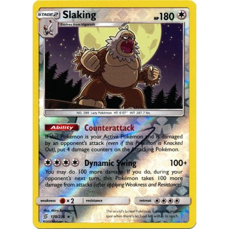 Pokemon Card Unified Minds 170/236 Slaking Reverse Holo Rare