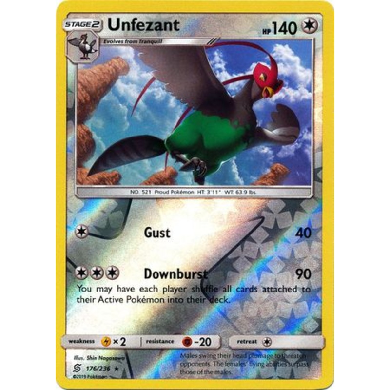 Pokemon Card Unified Minds 176/236 Unfezant Reverse Holo Rare