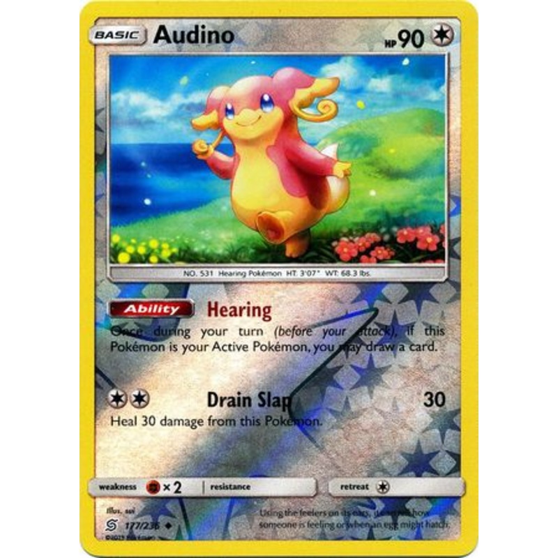 Pokemon Card Unified Minds 177/236 Audino Reverse Holo Uncommon