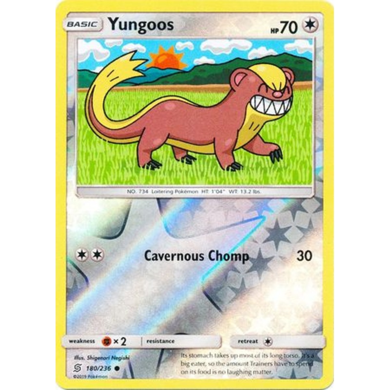 Pokemon Card Unified Minds 180/236 Yungoos Reverse Holo Common