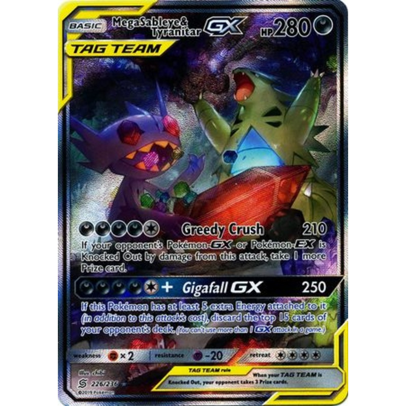 Pokemon Card Unified Minds 226/236 Mega Sableye & Tyranitar Tag Team GX Full Art
