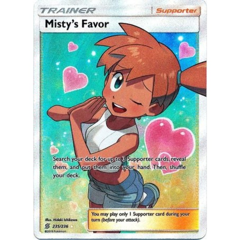 Pokemon Card Unified Minds 235/236 Misty’s Favor Supporter Full Art