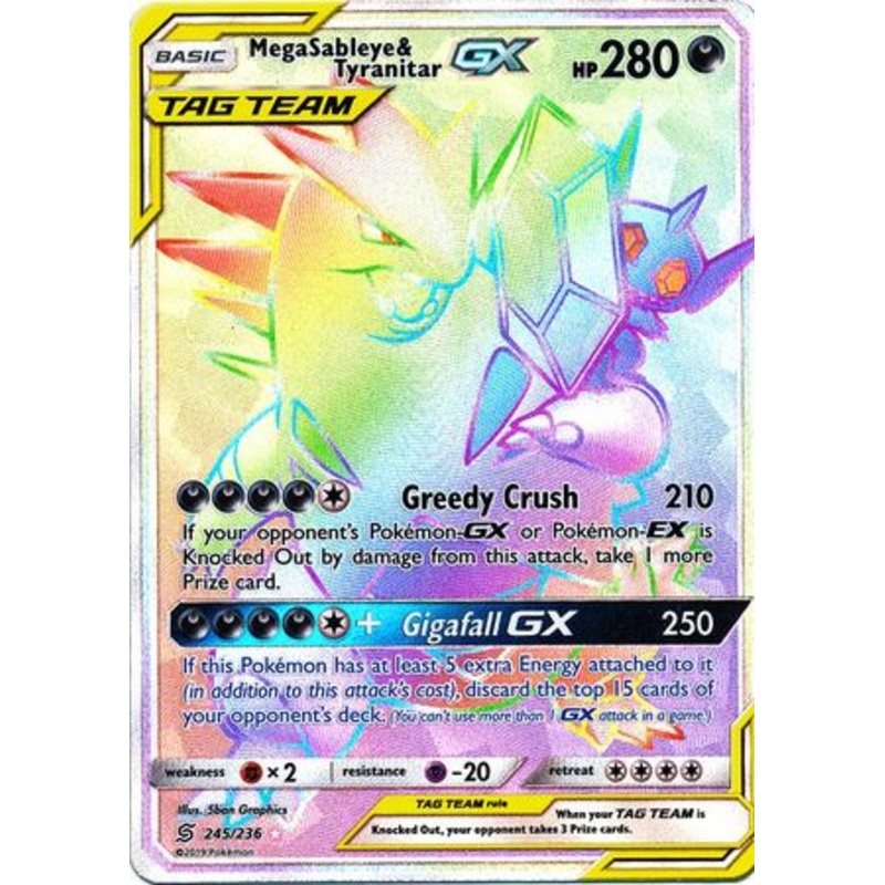 Pokemon Card Unified Minds 245/236 Mega Sableye & Tyranitar Tag Team GX Hyper Rare