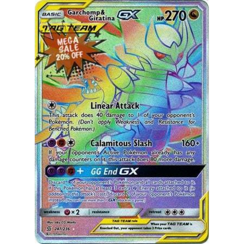 Pokemon Card Unified Minds 247/236 Garchomp & Giratina Tag Team GX Hyper Rare