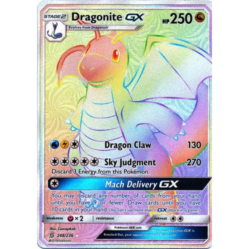Pokemon Card Unified Minds 248/236 Dragonite GX Hyper Rare