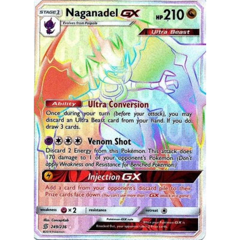 Pokemon Card Unified Minds 249/236 Naganadel GX Hyper Rare